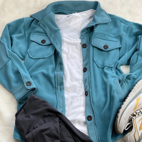 Dusty Teal Shacket - Picture 1 of 3